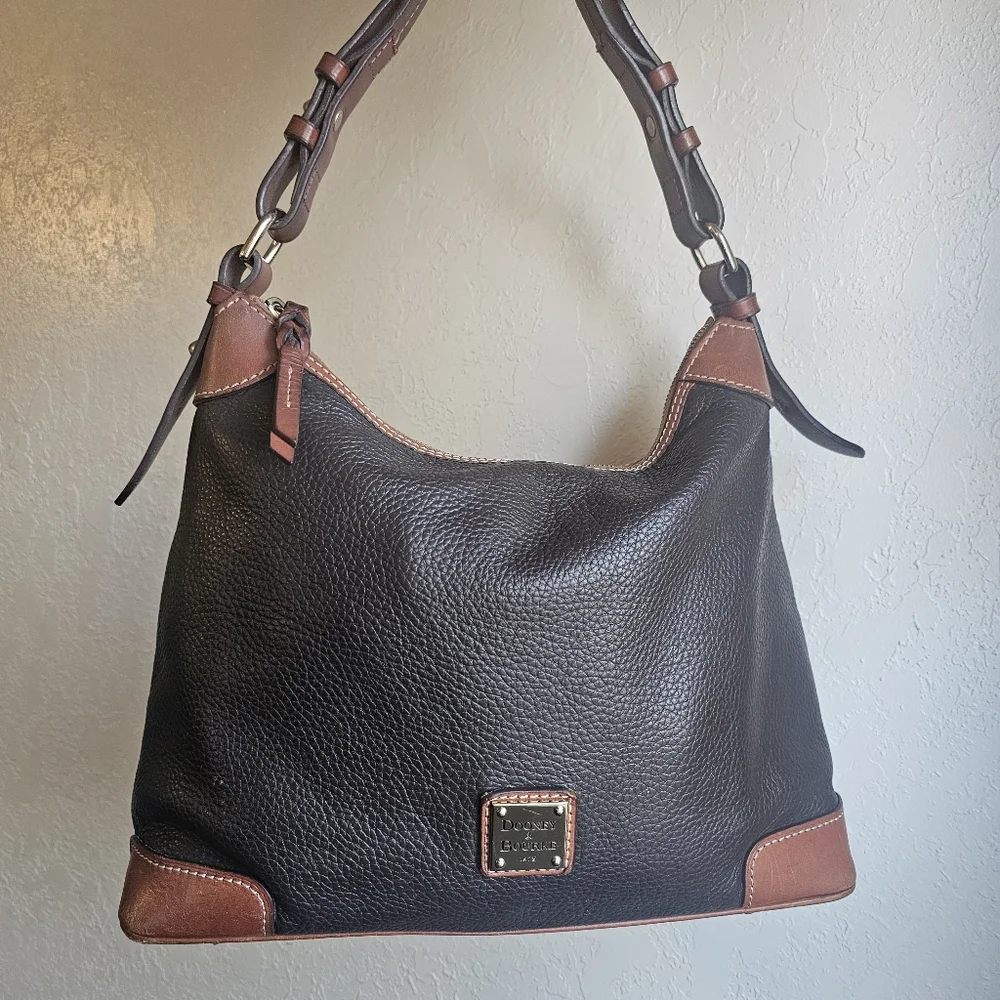 Dooney & Bourke Brown Pebble Leather Hobo Shoulder Bag